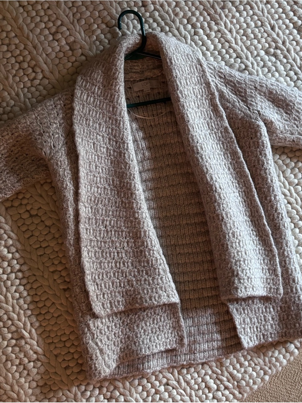 Loft Open-Front Cozy Shawl Collar Warm Wool Cardigan - Light Taupe